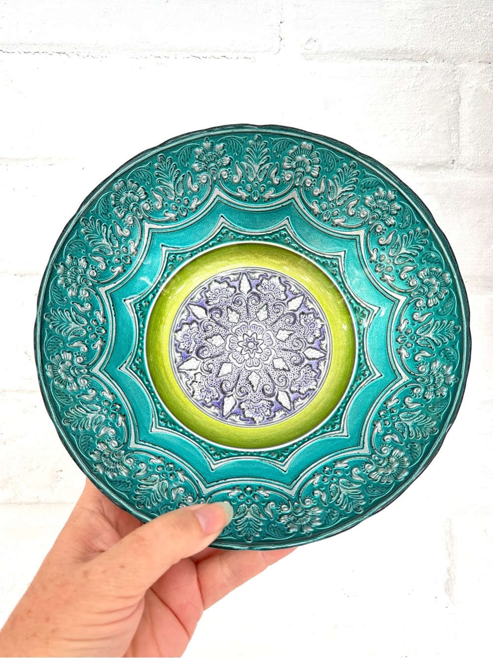 Topkapi Collection Turkish Hand Painted Art Glass Bowl 7.5”